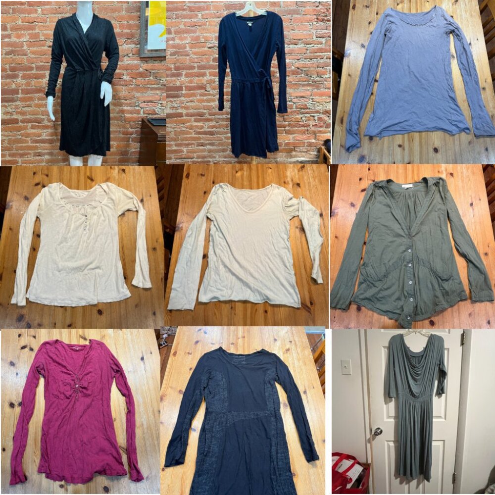 Stewart + Brown 2000s Organic Clothing Lot 9 Pieces Shirt / Dress Anthropologie